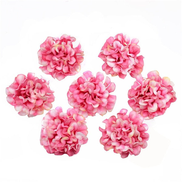 100 st/lot Silke Hortensia Konstgjorda Blomhuvuden För Bröllop Juldekoration DIY Krans Scrapbooking Hantverk Falska Blommor Bean paste