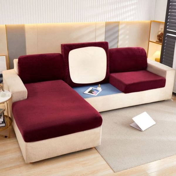 Tykt Velour Sofabetræk Ensfarvet Sofahynde Betræk Elastisk Slipcover Altomfattende Sofabetræk Spisestue light grey normal size-100-125