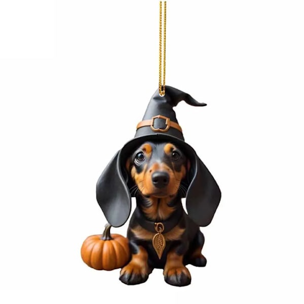 Jul Tecknad Söt Hund Ornament Tax Hund Hängande Dekoration Julgran Hänge Hem Fest Tillbehör Bilinredning Gåvor C-2 Christmas