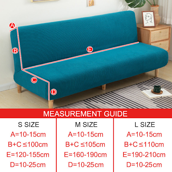 Överdrag Polar Fleece Tyg Ärmlös Bäddsoffa Skydd Enfärgad Utan Armstöd Stor Elastisk Fällbar Möbel Heminredning Bänköverdrag Cyan S 120-155cm