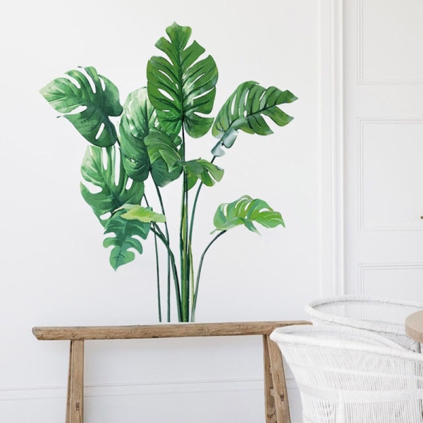 Mamalook stora tropiska gröna växtblad Väggdekaler Hemrumsdekor Palmdekal PVC väggmålningar 01