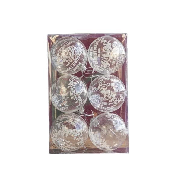 6 st 6 cm Juldekoration Transparenta Snöbollar Hängen God Jul Julgran Klara Julgranskulor Hängande Ornament Xmas Navidad E 6cm
