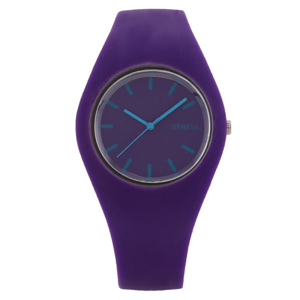 Fashion Fashion Candy Koreansk Quartz Klocka Silikonarmband Damklocka Purple