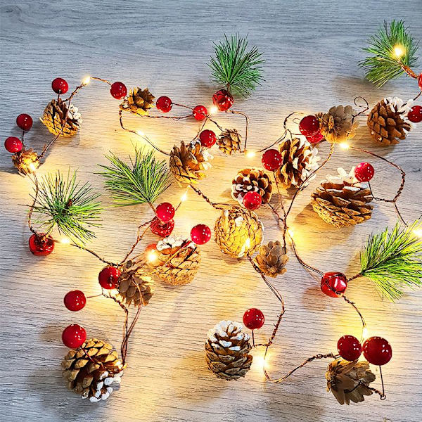 2M LED Ljusslinga Fairy Lights Girlang Kottar Klocka Barr Koppartråd Lampa För Bröllopsfest Jul Hem Utomhusdekoration Default Title