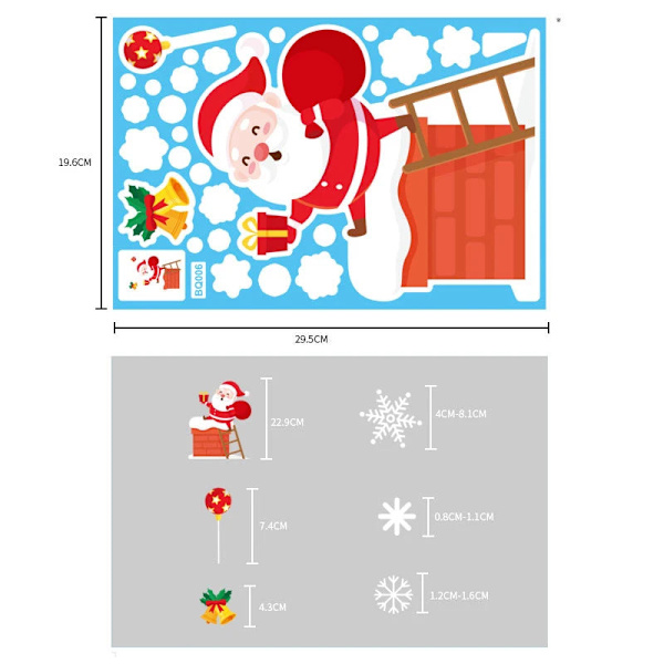 Jul Glasdekaler Heminredning Ornament Jul Snöflinga Jultomte Dörr Butiksfönster Dekal Nyår Juldekoration 15