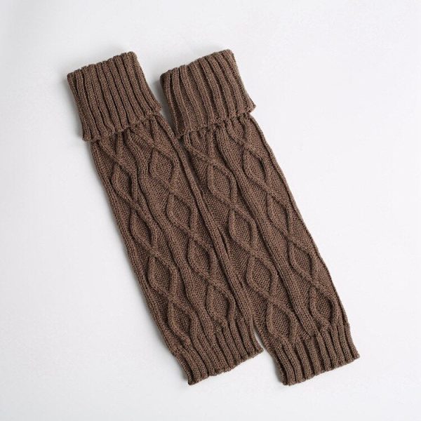 Talviset neulotut villaiset lämpimät leggingsit Vintage Lingge yksivärinen lämpöä pitävät pitkät sukat Karvaiset säärystimet naisille khaki one size