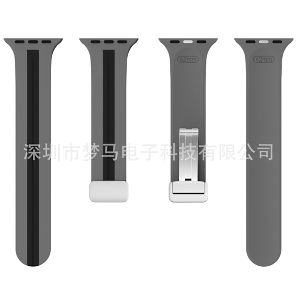Kellon ranneke Apple Watch iWatch harmaa ja musta 42/44/45/49mm hopeinen solki