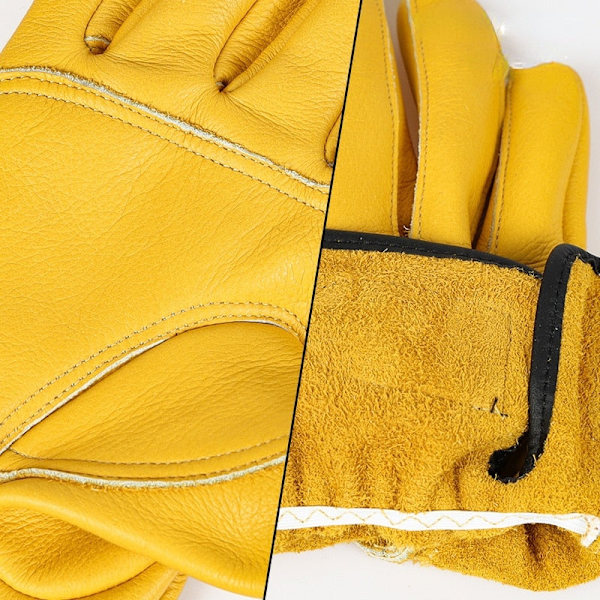 Arbetshandskar läder arbetare svetsning säkerhetsskydd trädgård sport motorcykel förare slitstarka handskar yellow 2 XXL