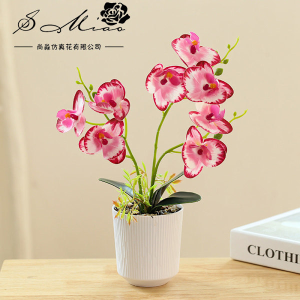 3D-tryckt film Trefaldig Åtta-Blommig Phalaenopsis Bonsai Konstgjord Blomma Mode Heminredning 225055 Red