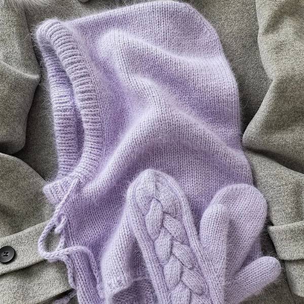 Västernstil Höst och Vinter Mode Varm Halsduk Nackskydd Integrerad Ullstickad Mössa Dam Elegant gray
