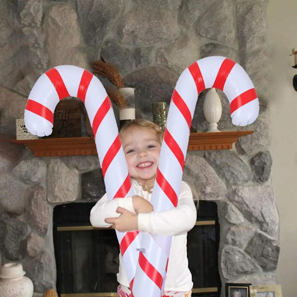 90 cm Oppustelig Jule Candy Cane Stang Balloner Udendørs Candy Canes Dekoration til Julepynt 2023 Navidad Nutcracker
