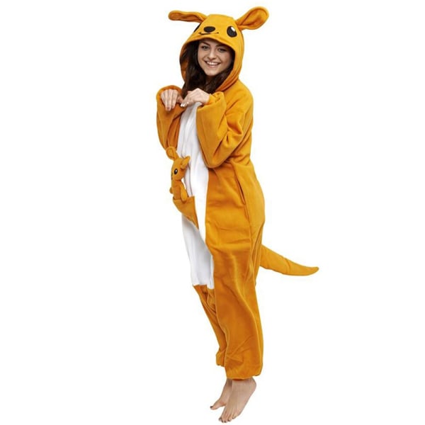 Vuxen Dam Pyjamas Polar Fleece Sovkläder Pyjamas Djur Känguru Barn Pijama Onesie Hemmakläder Vinter Party Söta Pyjamas adult S(Height 150-160CM)