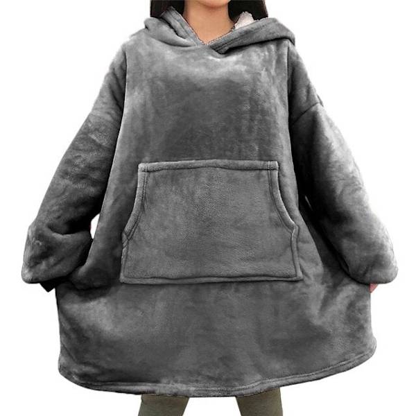 Tæppe med Ærmer Kvinder Oversized Hættetrøje Fleece Varm Hættetrøjer Sweatshirts Kæmpe TV Tæppe Kvinder Hættetrøje Morgenkåbe 623 gray One Size