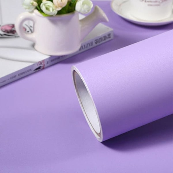 Selvklebende, vanntett og avtagbar vinyltapet, matt lys lilla 40cm x 1m Matt Light Purple 40cm x 1m