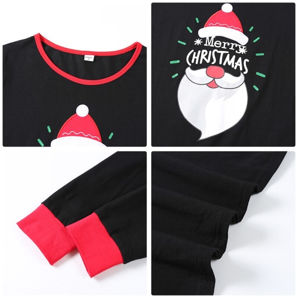 Matchande Julpyjamas för Familjen Familjepyjamas Matchande Kläder Jultomte Kostym Nattkläder Black Father M