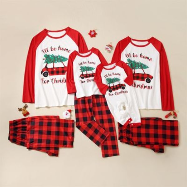 Julpyjamas Matchande Familj Pyjamas Nyår Sovkläder Mamma och jag Kläder Pojke Flicka T-shirt Byxor Kostym Baby Romper Look Sovkläder 1 price for 1pcs1 BABY 80(12-18M)