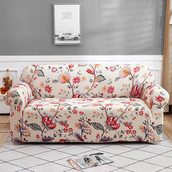 Blommiga Tryckta Överdrag Stretch Rutiga Sofföverdrag för Vardagsrum Elastiskt Sofföverdrag Fåtöljöverdrag Soffhandduk Heminredning 1/2/3/4-sits Pattern 21 3-seater 190-230cm