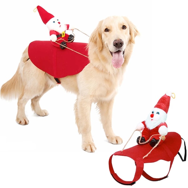 Hunde Jule Legetøj Kæledyrstøj Julemand Der Rider På Et Hjorte Jakke Frakke Kæledyrs Julebeklædning Kostumer til Små Store Hunde Outfit As Picture L