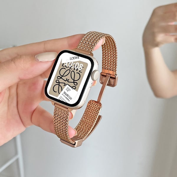 Kellon ranneke Apple Watch iWatch SE2/6/5/4 44mm rannekkeelle ruusukulta