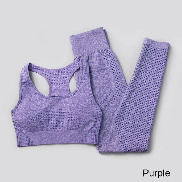 Set Träning Sportkläder Gymkläder Fitness Leggings Toppar för kvinnor 5 pcs set purple M