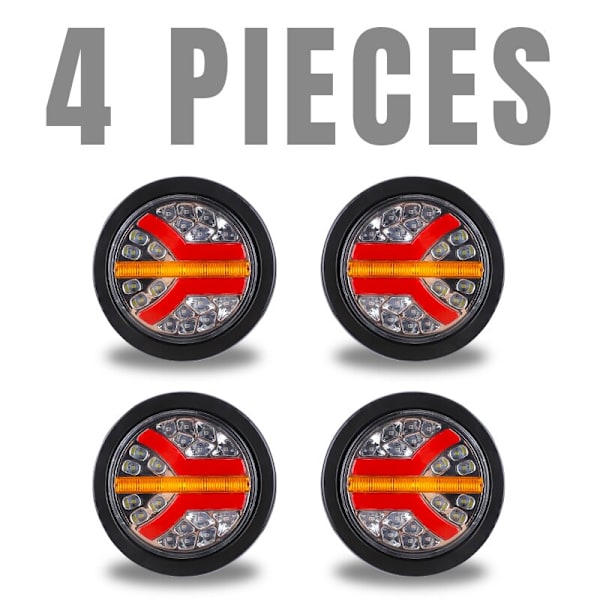 4 tum 12V 24V Runda LED Baklyktor Lastbil Bakljus För Släpvagnar 4x4 Van Pickup Baklampa Dynamisk Blinkers Stoppljus 2pcs Overseas