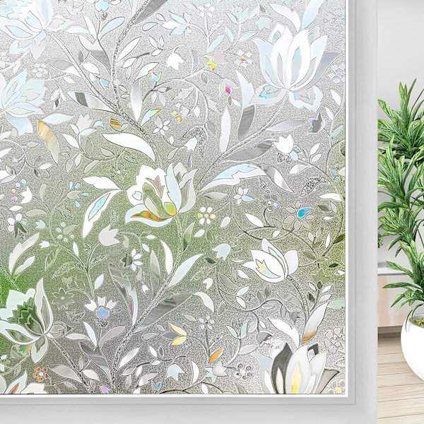 Mattapintainen yksityisyysikkunakalvo, lasimaalauksellinen UV-suoja, staattinen, liimaton kiinnitys kotiin, koristeelliset auringonsuojaikkunatarrat E 60X100 CM