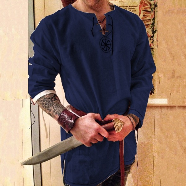 Ridder Cosplay Middelalderkostume Tunika Halloween Kostumer til Mænd Voksen Viking Pirat Udklædning Fancy Tøj Karneval Skjorter Color 5 XL