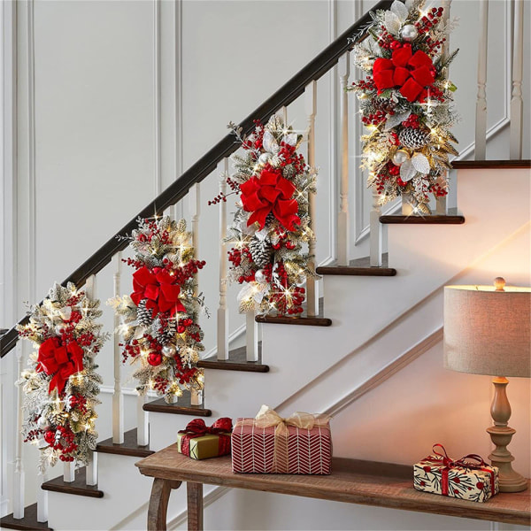 Nya jultrappor rosettprydnader nyår hemstil scendekorationer Luminous red style