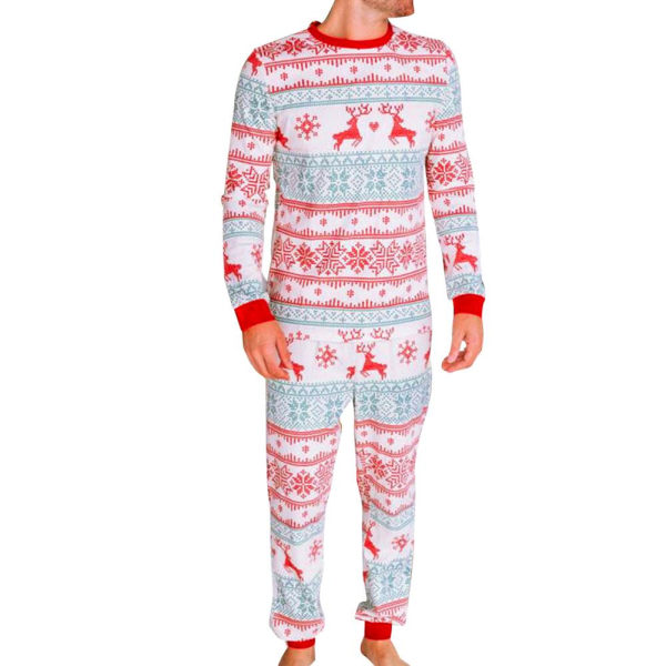 Julpyjamas Matchande familjepyjamas Pyjamas Förälder-barn outfit för hjortrenar Printed långärmad t-shirt och loungekläder MEN L