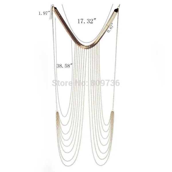 Kvinnor Sexig Multilayer Lång Tofs Kroppskedjor Halsband Punk Gyllene Bikini Strand Smycken Default Title