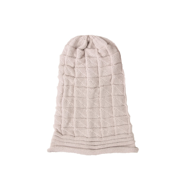 Plissert Flensermmansjett Lue Dame Høst og Vinter Ski Ullue Utendørs Strikket Lue Beige L（58-60cm）