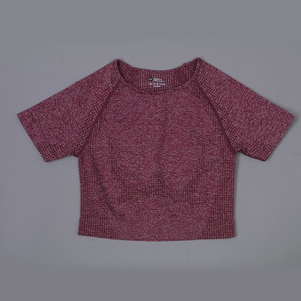 Joogasetti Urheilupuku Treenausvaatteet Lyhythihainen Crop Top Joogashortsit Naisille wine red set M