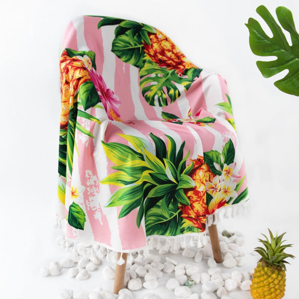 145 cm Rundt Formet Badehåndkle Med Dusker Blomster- og Ananasprint Svømming Strandteppe 2021 Surf Strand Badehåndklær Default Title