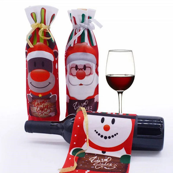 Joulukoristeet kotiin Viinipullon suojus Pölysuoja Ruokapöydän koristeet Joululahja Puun koriste Uusi vuosi 2024 Beige snowman34x14cm