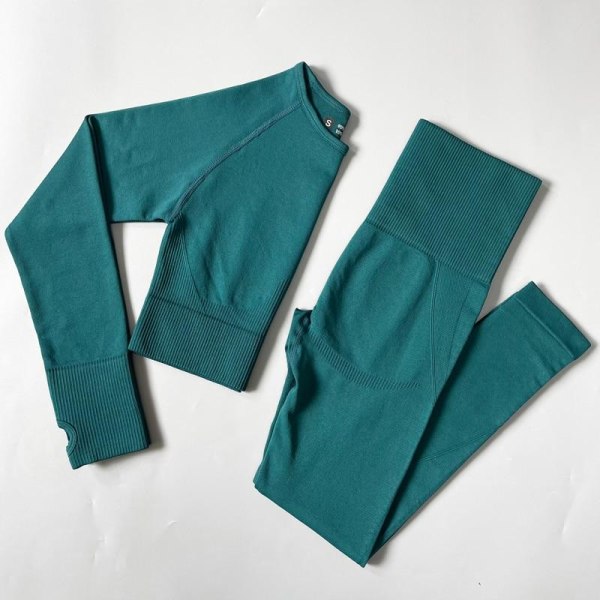 Joogasetti Saumattomat Urheiluvaatteet Treenaus Urheilu Leggingsit+Toppi+Rintaliivit Kuntosetti Nainen Bra shorts Green M