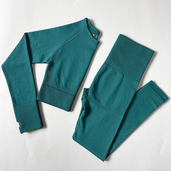 Yoga Set Sömlösa Sportkläder Tränings Sport Leggings+Top+BH Gym Set Kvinna 3Pcs Set Gray M