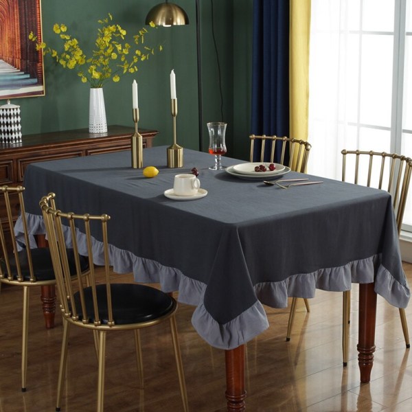 Flæse Syning Bomuldsstof Duge Vaskbar Dug til Bryllupsfest Spisning Banket Dekoration Luksuriøs Duge Ginger beige ruffles 140x140cm