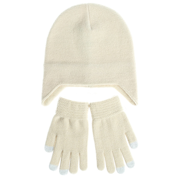 Ulkoilupipo ja käsineet, kaksiosainen setti, naisten fleece, korvien suojapipo ja käsinesetti #5 light gray