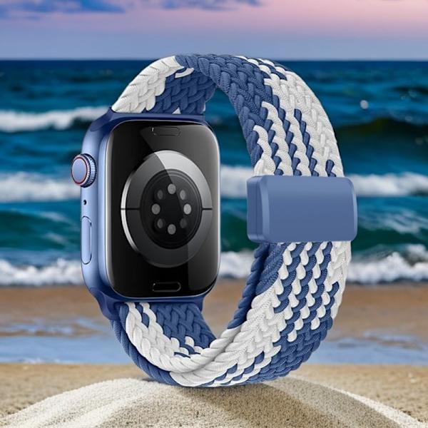Kellon ranneke Apple Watch iWatch 42/44/45MM muovinen sisämagneetti Z sininen ja valkoinen