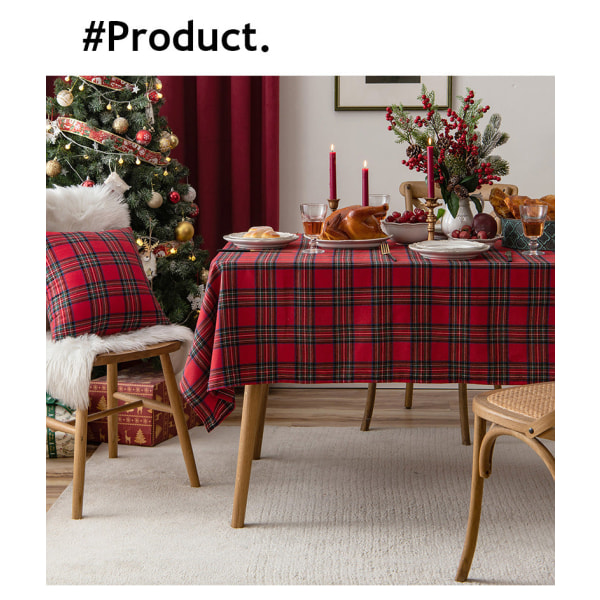 Julhelg Duk Röd Rutig Duk Vardagsrumsdekoration Te Duk Bordsmatta Rektangulär duk Large plaid red 140*300cm