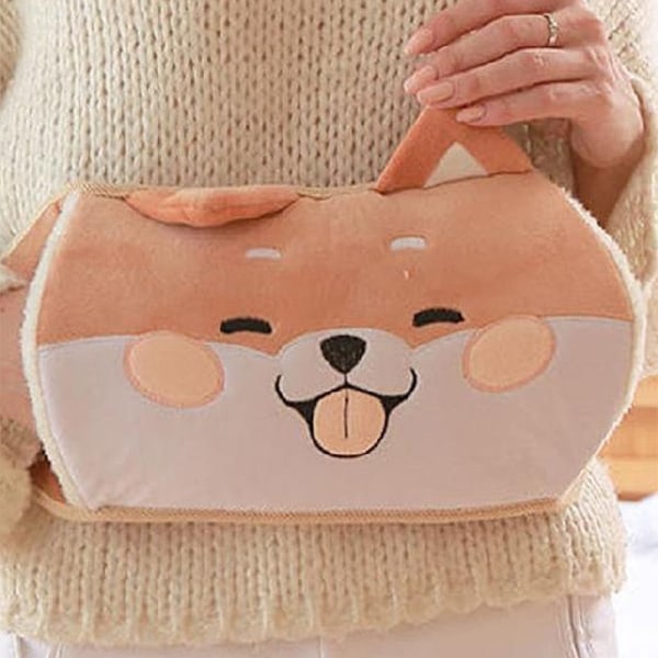Kawaii Vattenflaska Bälte Handvärmare Söta Djur handväskor Varmvattenpåse Varmvattenflaskor för flickor Värmare Julklapp Dog set