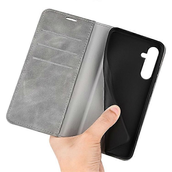 Kompatibelt Skal för Samsung Galaxy A16 5G / A16 4G - Plånboksfodral i Läder med Hudkänsla Grey