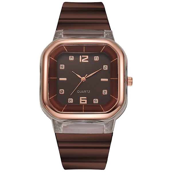 Klokke Ny Dame Firkantet Klokke Student Barn Silikon Diamant Trend Red