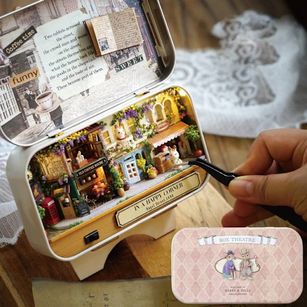Box Teater Dukkehuse Træ Dukkehus Miniature Hjem Nostalgisk Tema Dukkehus Møbler Tilbehør Legetøj Til Børn A3