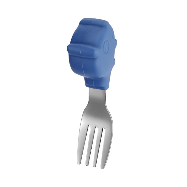 Vauvan haarukka ja lusikka integroidulla silikageelikiinnikkeellä taaperon ruokailuun tarkoitettu lautanen lasten astiasto Fork-Blue
