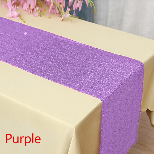 30x180cm Färgglad Paljettbordslöpare För Festduk Bröllop Bordsduk Bordsöverdrag Dekoration Bordslöpare Purple