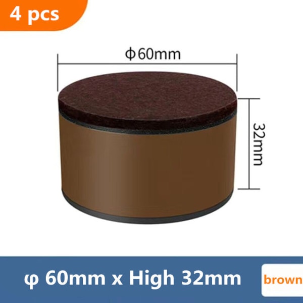 Multifunktionell Kvalitetsbord Soffa Höjd Fotplatta Golvskydd Möbelben Skrivbord Slitstarka Fötter Pads Matta 4st/lot brown 60x102mm