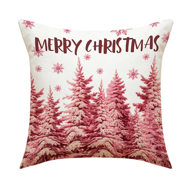 Merry Christmas Kuddfodral 45x45cm Prydnadskudde Vinter Juldekorationer för Hem Träd Hjort Soffa Kuddfodral 22