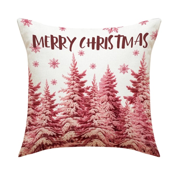 Merry Christmas Pudebetræk 45x45cm Pyntepudebetræk Vinter Julepynt til Hjemmet Træ Hjort Sofa Pudebetræk 22