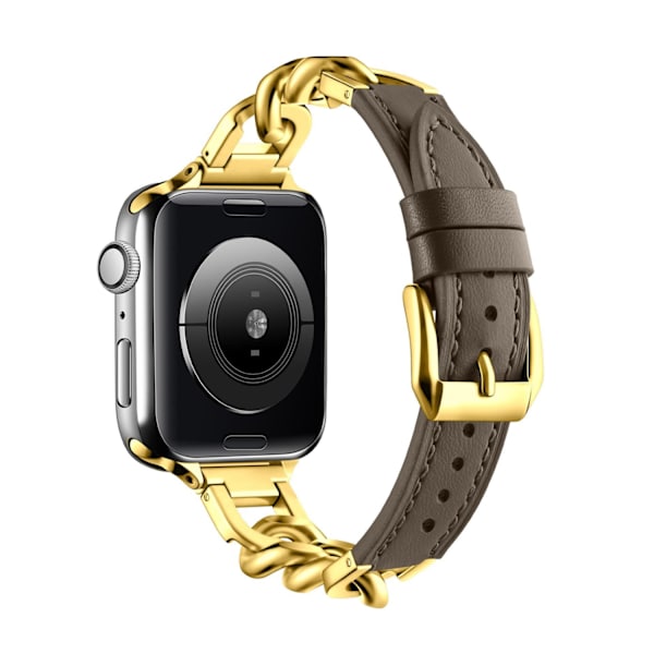 Klockarmband för Apple Watch iWatch 46mm 10:e generationen brun + guld